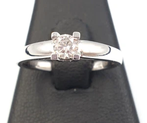 ANELLO SOLITARIO USATO DIAMANTE NATURALE 0,20ct. SI2 H IN ORO BIANCO 18K - Foto 1 di 9