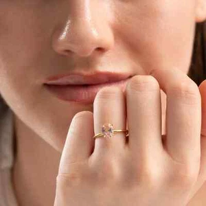 925 Sterling Silber Ovalschliff Morganit Ring Minimalistischer Ring Zierlicher Vorschlagsring - Bild 1 von 15