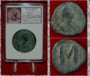 Ancient Byzantine Empire Coin JUSTIN I Bronze Large Follis Constantinople Mint - Picture 1 of 4