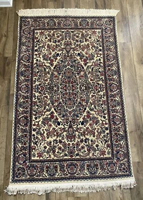 4 x 7 футов восточный ковер ковер ручной вязки цветочный дизайн ~ как новый ~ площадь - Изображение 1 из 4