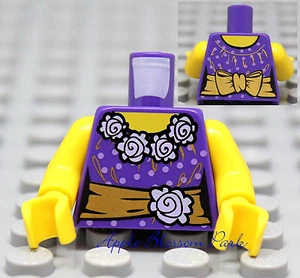 NEW Lego Female Gold Dark Purple MINIFIG TORSO Girl White Flowers Princess Shirt - Picture 1 of 1