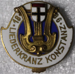 MUSIK ABZEICHEN Vorkrieg * LIEDERKRANZ KONSTANZ 1836 ~ J. S. Grau Goldschmied - Picture 1 of 3