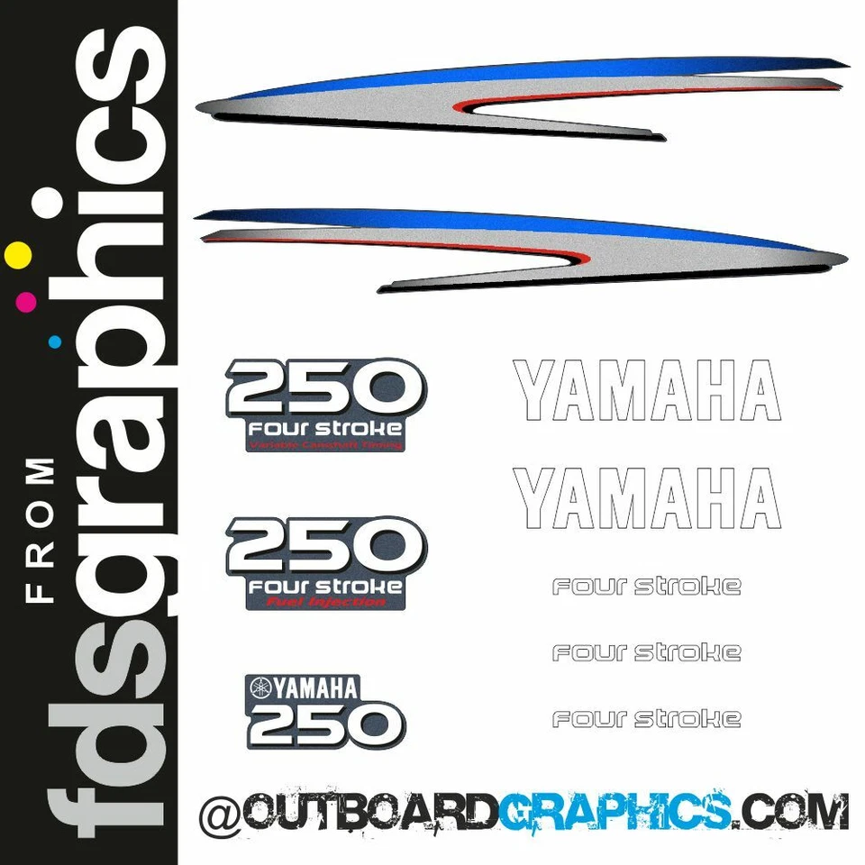 Yamaha 250hp four stroke outboard engine decals/sticker kit - Image 1 of 1