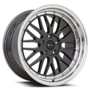 Vors VR8 18x8 5x114.3 +35ET 73.1 Hyper Black Machined Lip Chrome Rivet Wheel - Picture 1 of 1