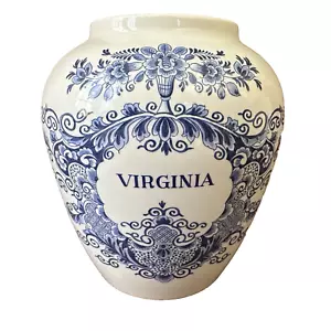 VIRGINIA Delft Royal Goedewaagen Blue Tobacco Ginger Jar Holland Vtg Colonial - Picture 1 of 24