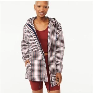 Chaqueta Anorak Montaje Libre Con Capucha Botón a Cuadros Cremallera a Presión Talla Mediana Cordón. - Imagen 1 de 16