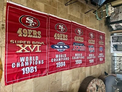 Juego de 5 banderas del campeonato de los 49ers de San Francisco 2'x3' pies decoración de cueva Foto 1 de 4