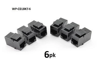 6-PK CAT5e Female/Female RJ45 Ethernet Black Keystone Jack Coupler, WP-C01BKT-6 - Image 1 of 2