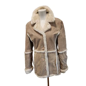 Beyond California Suede Leather Faux Fur Shearling Jacket Womens Med Western - Picture 1 of 7