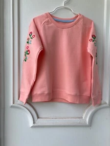 New Girls Pretty Pink Sweatshirt - Floral Embroidery Mini Boden Inspired Sz 5 - Picture 1 of 5