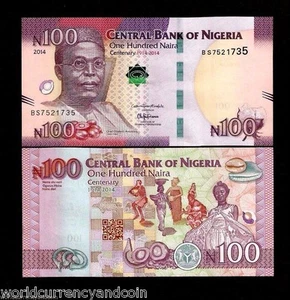 NIGERIA 100 NIARA 2014 COMMEMORATIVE UNC Centenary PEARL ANIMAL MONEY BANK NOTE - Picture 1 of 1