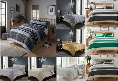 Reversible Duvet Quilt Cover Bedding Set Single Double King Size With Pillowcase