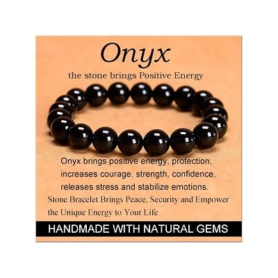 Pulsera de ónix negro hecha a mano - Energía positiva, fuerza y ​​regalo curativo Foto 1 de 4