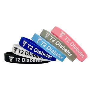 SALE SECONDS Type 2 Diabetes Wristband 202mm Silicone Medical Alert Diabetic UK