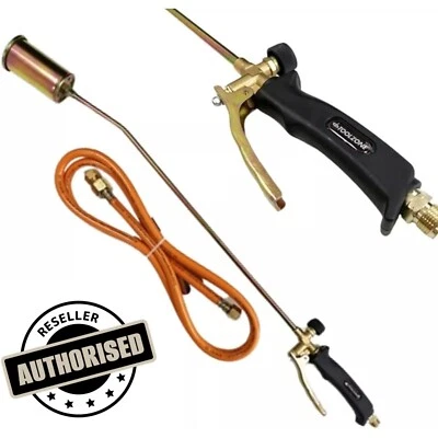 Toolzone Propane Butane Gas Torch Weed Burner Hose Regulator Roofers Plumber Kit