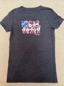 Aeropostale Patriotic Tshirt American Flag Floral Juniors Medium July 4 - Picture 1 of 5