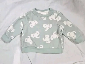 Cat & Jack Baby Boy or Girl Size 3-6 M Elephant Crew Neck Sweatshirt Mint Green - Picture 1 of 3