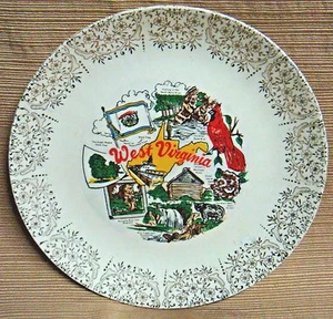VINTAGE State Plate WEST VIRGINIA - Colorful Details - Picture 1 of 9