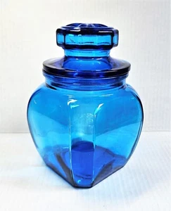 Anchor Hocking Canister 7.5” Apothecary Canister Candy Jar Blue VTG - Picture 1 of 5