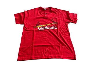 Vintage St Louis Cardinals Swingster Henley Shirt Mens XL Red Short Sleeve - Picture 1 of 7