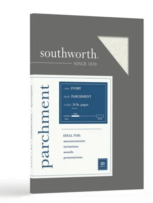 Southworth Business Paper Parchment Finish 24 lb. Ivory 80 Sheets 8.5x11 NIB - Image 1 of 4