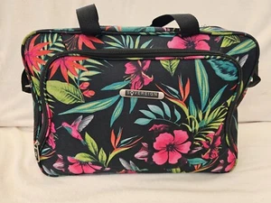 HOLDALL BUNTE BLUMEN AUF SCHWARZEM HINTERGRUND KLEINER GRIFF SCHULTERRIEMEN URLAUB - Bild 1 von 8