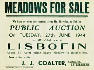 N.IRELAND. LISBOFEN, Co .FERMANAGH AUCTION POSTER. SIZE "9x11 " 27th JUNE 1944. - Picture 1 of 1