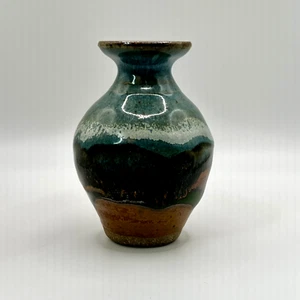 Prairie Fire Keramik Studiokeramik kleine handgefertigte mehrfarbige Vase North Dakota - Bild 1 von 7
