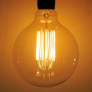 XLARGE 4.92" Sunlite 40w Edison Antique G40 Globe Light Bulb, Squirrel Cage - Picture 1 of 5