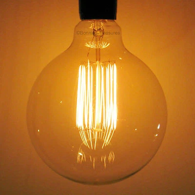 XLARGE 4.92" Sunlite 40w Edison Antique G40 Globe Light Bulb, Squirrel Cage - Image 1 of 4
