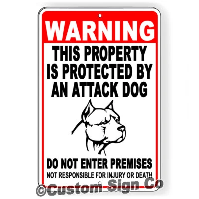 CUSTOM SIGN CO Guard Dog On Duty Sign Beware of Dog Dogs Will Bite Attack Dog Do Not Enter