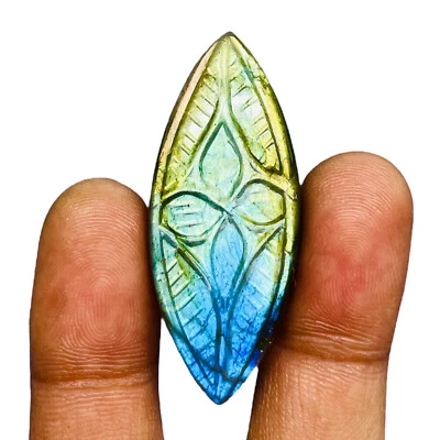 52.60 Cts Natural Labradorit​e 46x19mm Marquise Loose Pendant Size Gemstones Lot - Image 1 of 4