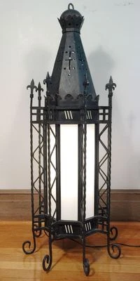 Массивная антикварная готическая 8-сторонняя кованая железная лампа люстра. Высокая детализация - Изображение 1 из 4