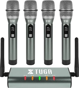 XTUGA UF4600 4 Channel UHF Wireless Microphone System,Cordless Micorphone with 4 - Picture 1 of 8