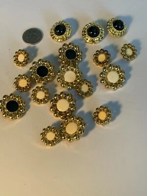 Lote Botón Costura Vintage Plástico Dorado Negro Blanco BU301 Foto 1 de 3