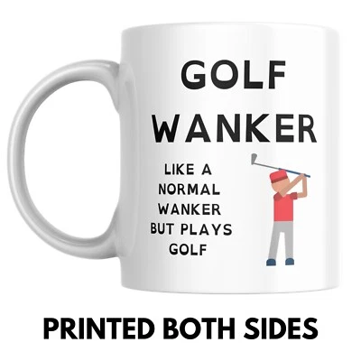 GOLF WANKER MUG - Rude Funny Gift For Golfer - Father's Day Birthday Dad Friend - Image 1 of 2