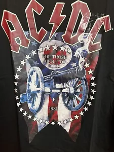 AC/DC For Those About To Rock 1981 Tour Raglan T-Shirt Black/Gray NWT - Picture 1 of 7