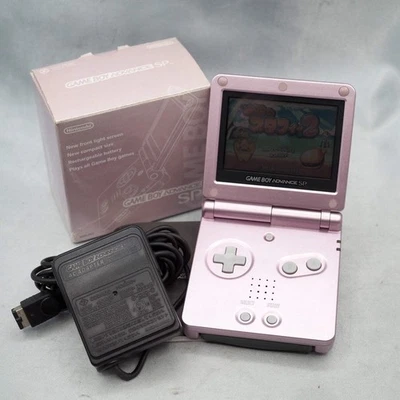 Nintendo Game Boy Advance SP AGS-001 Pearl pink Boxed Tested Serial number match - Image 1 of 4