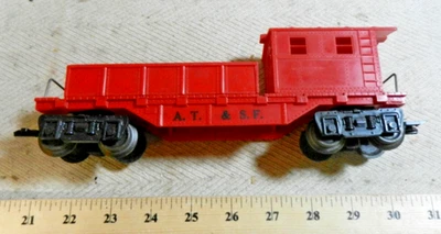 Marx A.T. & S.F. Red Work Caboose, Black Letters 8 wheels F Trucks O Gauge (C) - Image 1 of 4
