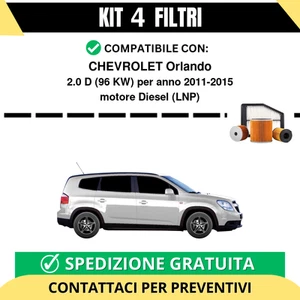 Kit 4 Filtri Tagliando per CHEVROLET Orlando 2.0 D 96 kw Diesel 2011-2015 - Imagen 1 de 2