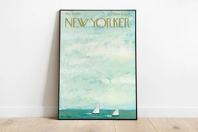 New Yorker Sailboat Blue Cover Poster, May 28 1966, Vintage Retro Magazine Cover - Image 1 of 4