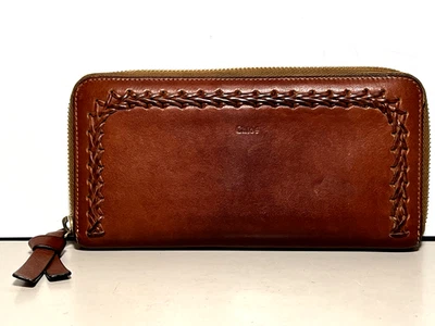 Chloe Brown Leather Zip Around Long Wallet  8"x 3-3/4" - Image 1 of 4