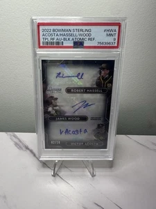 2022 Bowman Sterling Black Atomic Acosta Hassell Wood Triple AUTO /10 PSA 9 - Picture 1 of 2