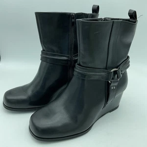 TORRID Black Harness Wedge Bootie Sz 11.5 WW Bikercore - Picture 1 of 12