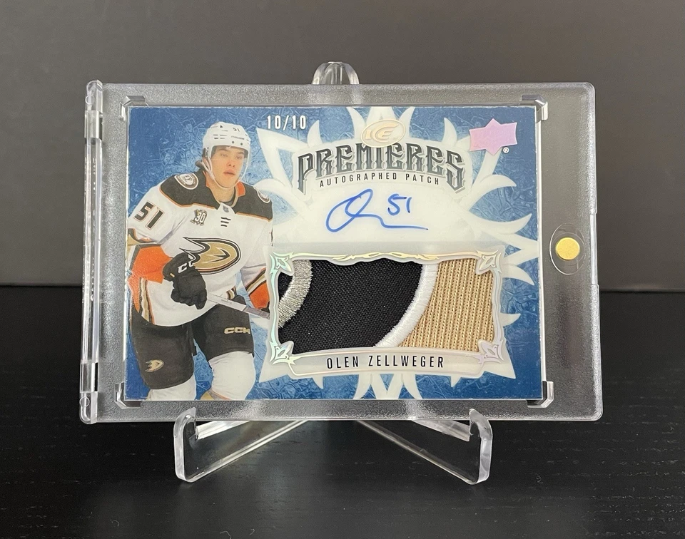 Olen Zellweger 2024-25 Upper Deck Ice Premieres Autograph Patch Rookie 10/10 - Image 1 of 2