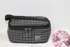 Saks Fifth Avenue Black White Check Travel Cosmetic Case Small - Picture 1 of 11