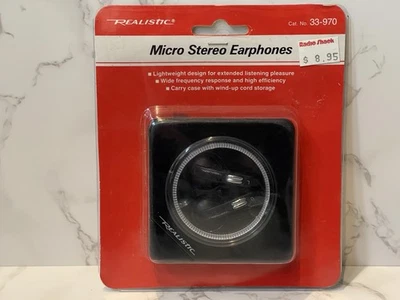 Auriculares Micro Estéreo Realistas Radio Shack 33-970 De Colección Nuevos en Paquete Nuevo de Lote Antiguo Foto 1 de 4