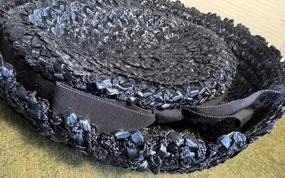 Ilten Hats Union Made Ladies Hat MCM Bucket Raffia Straw Brim Vintage #052929 - Image 1 of 4