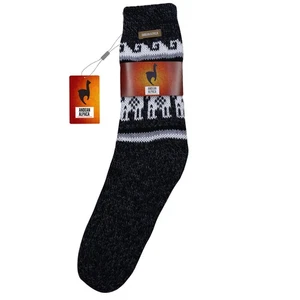 HANDMADE ANDEAN ALPACA MID CALF DARK GRAY SOCKS - Picture 1 of 7