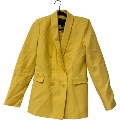 Zara Womens Blazer M Yellow Double Breasted Tuxedo Polyester Jacket 2665/797 NWT - Image 1 of 4